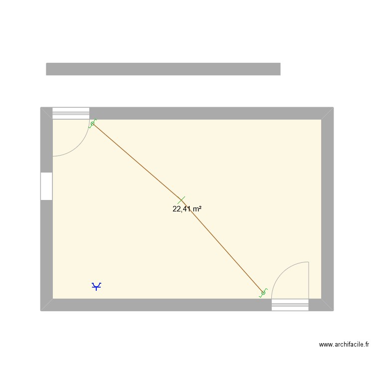 chambre. Plan de 1 pièce et 22 m2