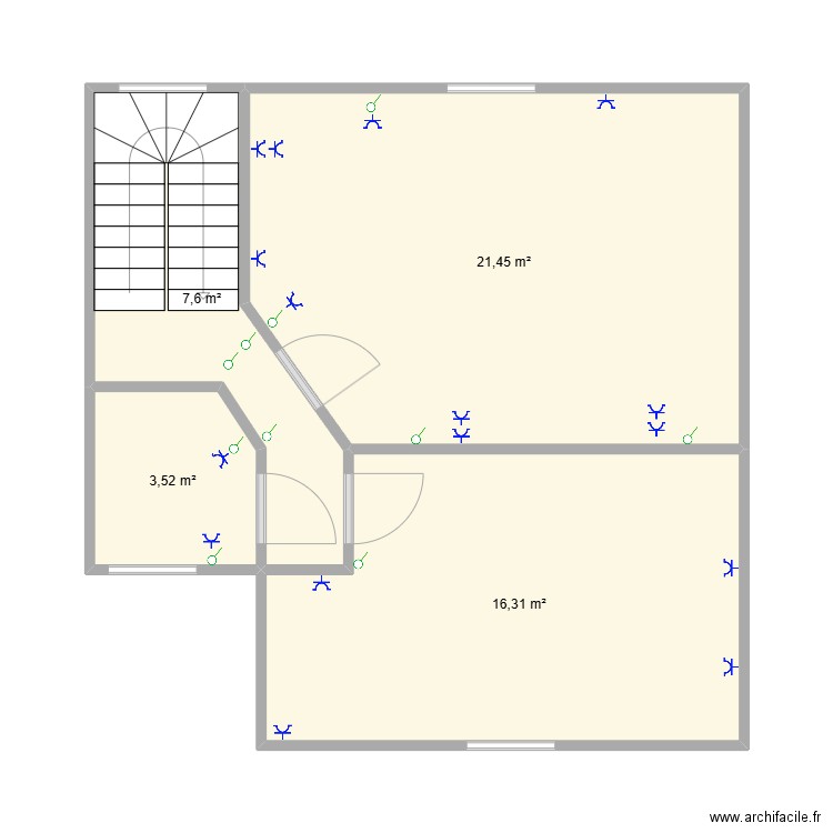 etage1. Plan de 4 pièces et 49 m2