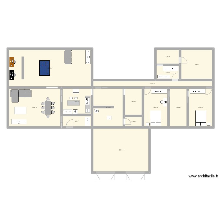 MAISON 1. Plan de 15 pièces et 248 m2