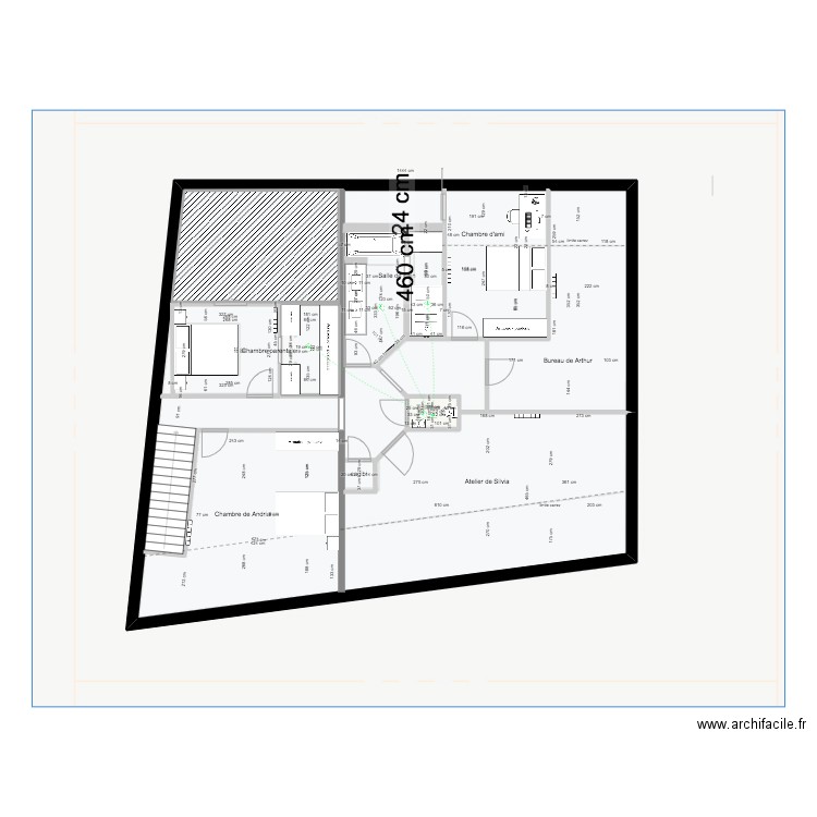 casa etage plan plomberie. Plan de 6 pièces et 207 m2