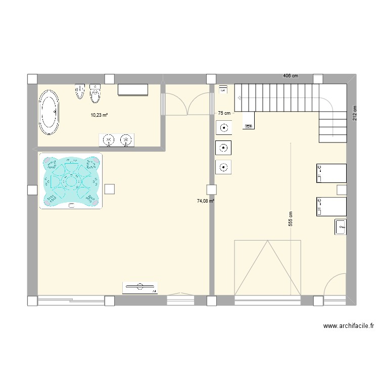 villa giovina plan 1. Plan de 2 pièces et 84 m2