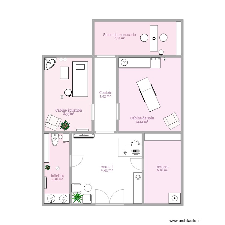 plan institut. Plan de 7 pièces et 53 m2