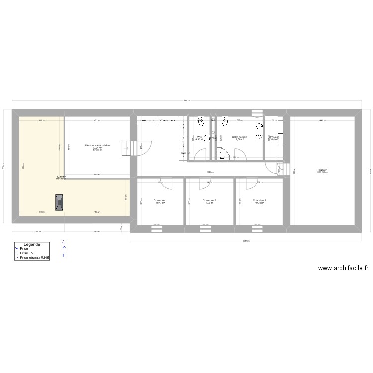 Montortu_1er mesanine. Plan de 11 pièces et 157 m2