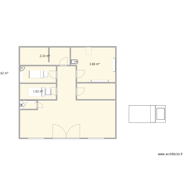 plan. Plan de 7 pièces et 22 m2