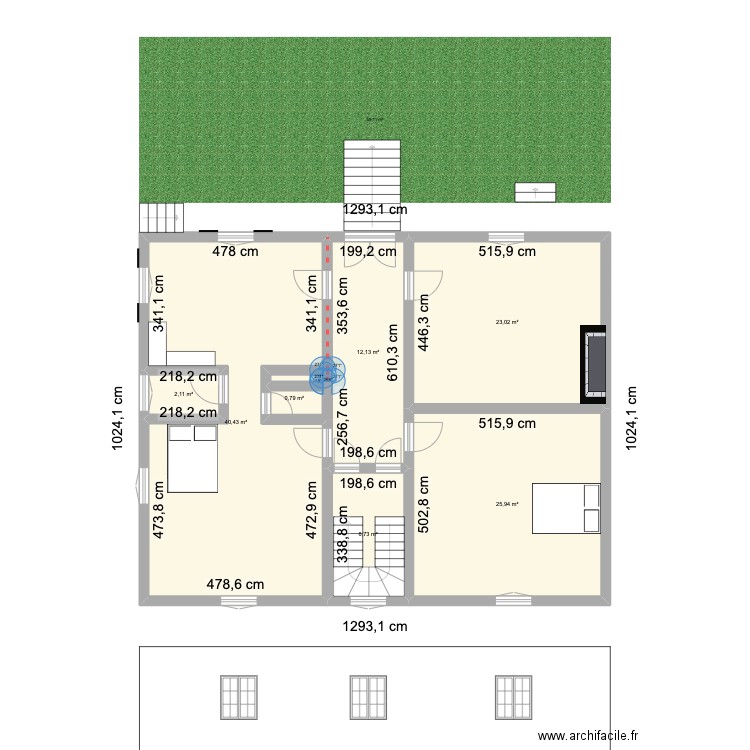 plans 2D Maison de Maître Niveau RDC . Plan de 7 pièces et 112 m2