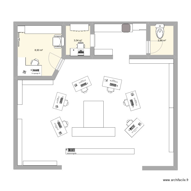 Krys. Plan de 3 pièces et 15 m2