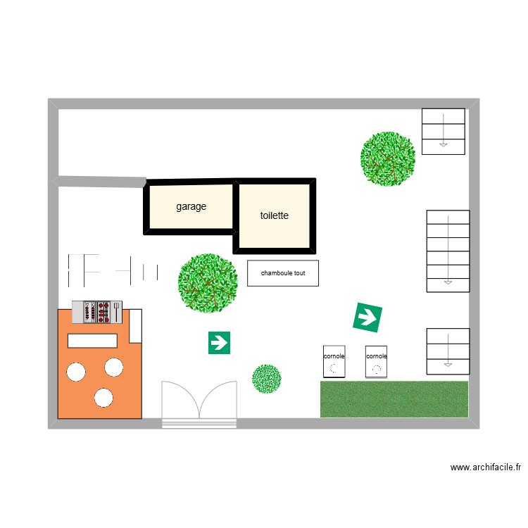 ecole. Plan de 3 pièces et 44 m2