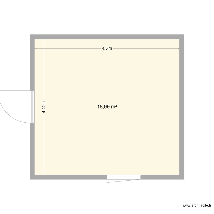 cuisine. Plan de 1 pièce et 19 m2