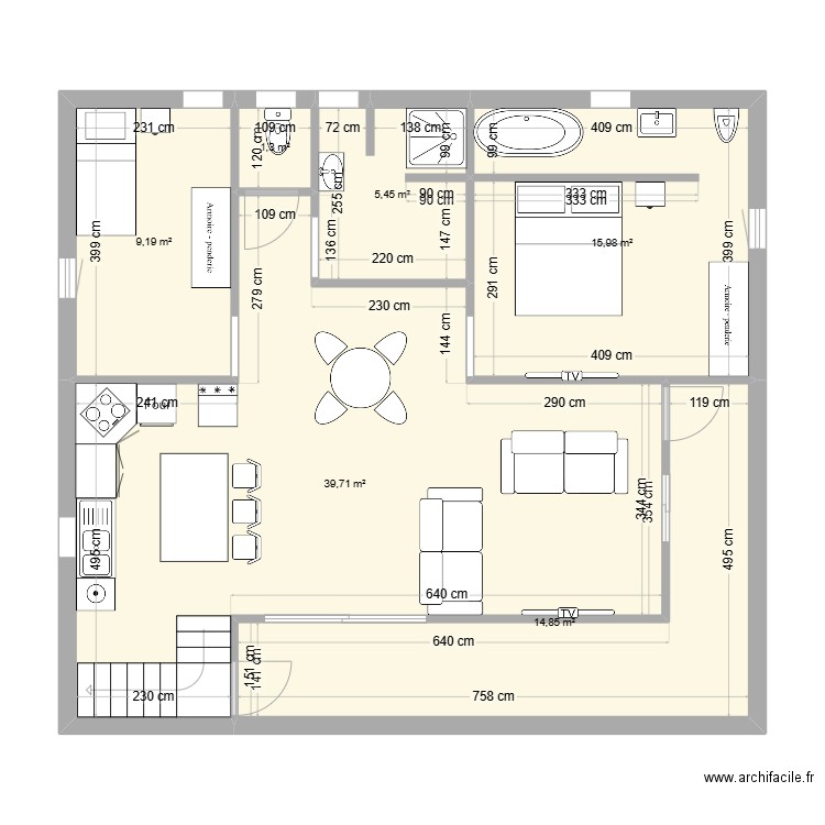 Foyer terre-sainte. Plan de 6 pièces et 86 m2