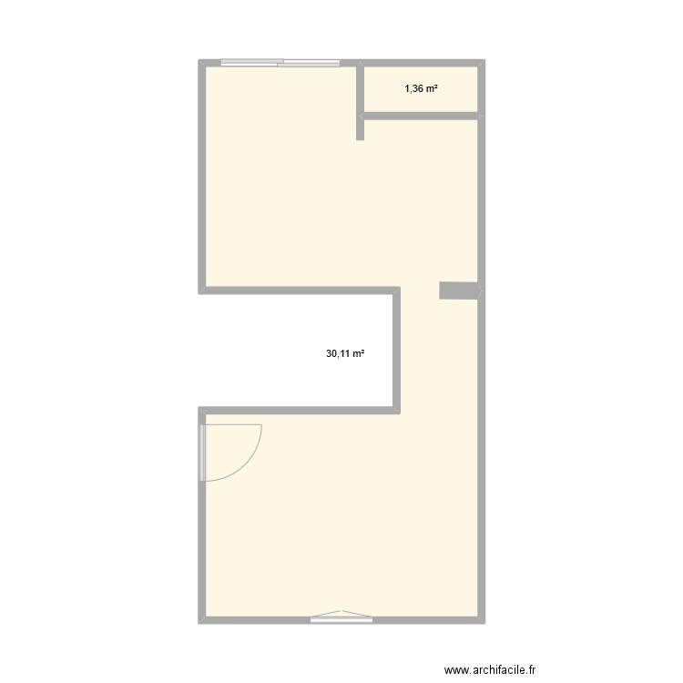 T2 vierge. Plan de 2 pièces et 31 m2