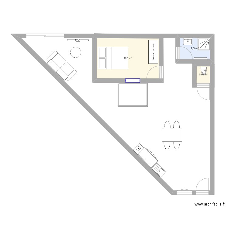 perso. Plan de 3 pièces et 14 m2