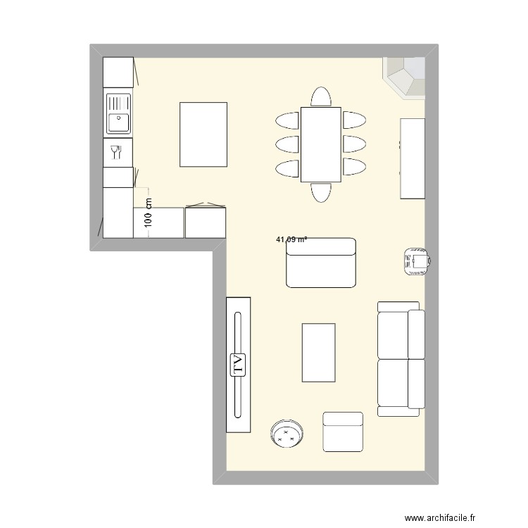 SEJOUR. Plan de 1 pièce et 41 m2