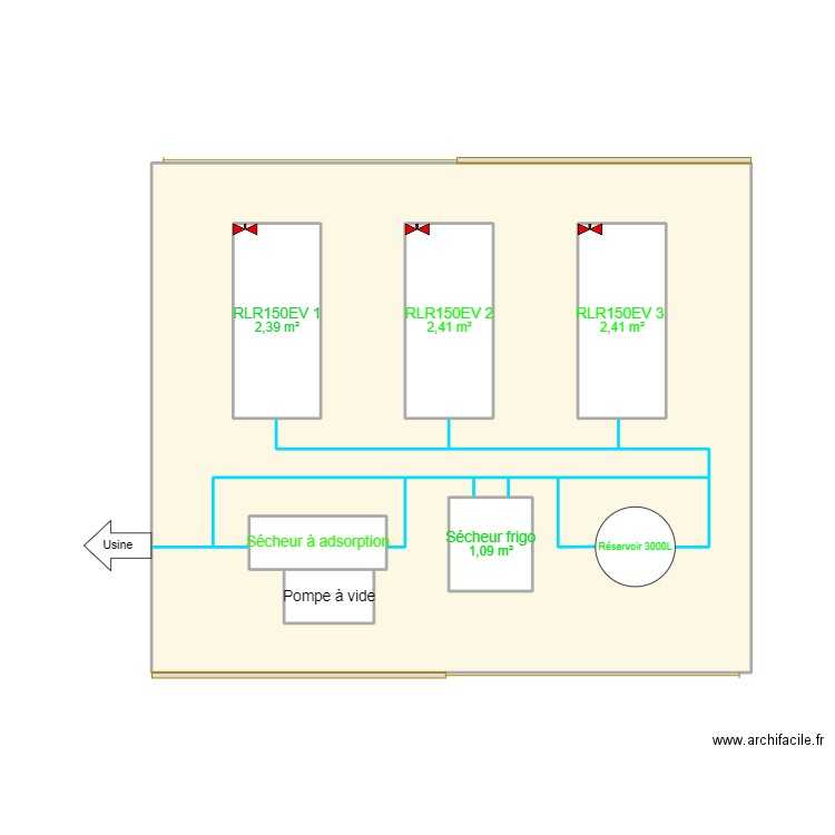 PIZZORNO SALLE AC. Plan de 8 pièces et 43 m2