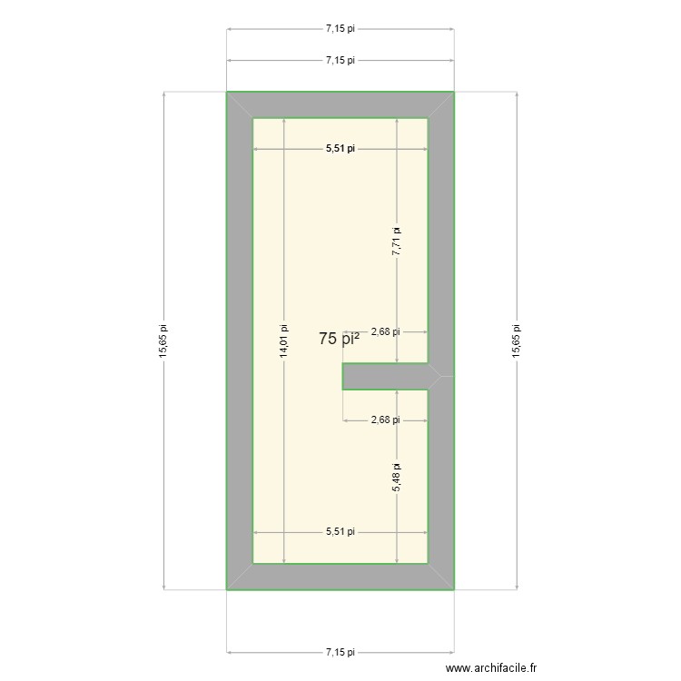 rangement. Plan de 1 pièce et 7 m2