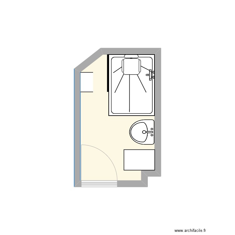 SDB DERVILLE amenage. Plan de 1 pièce et 3 m2