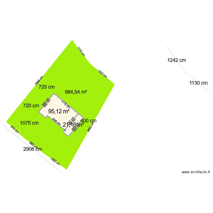 plan de masse. Plan de 2 pièces et 116 m2