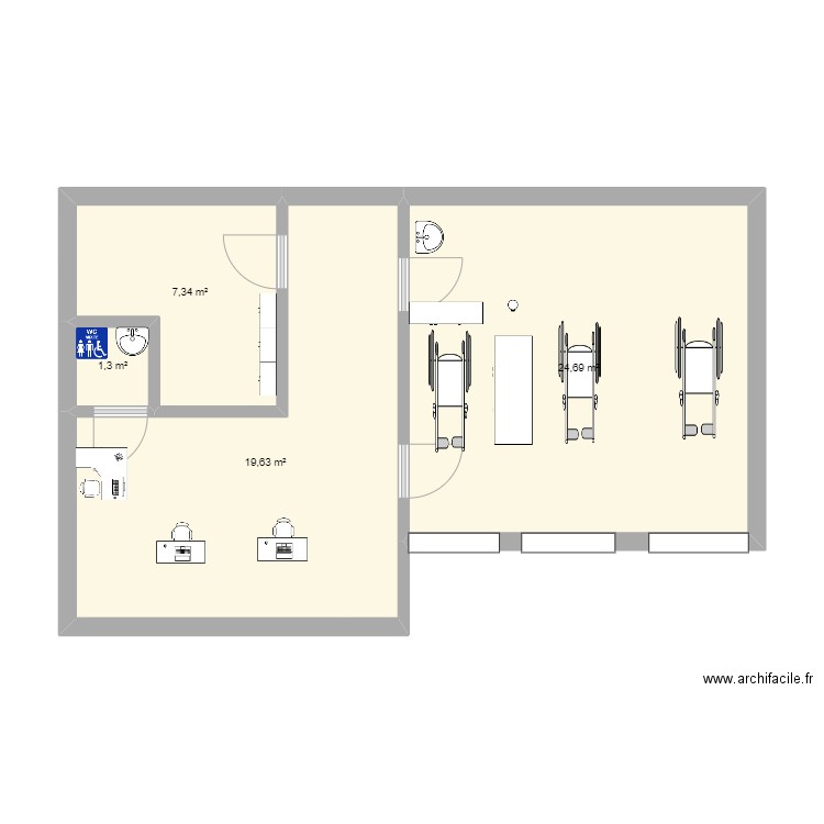 garage. Plan de 4 pièces et 53 m2