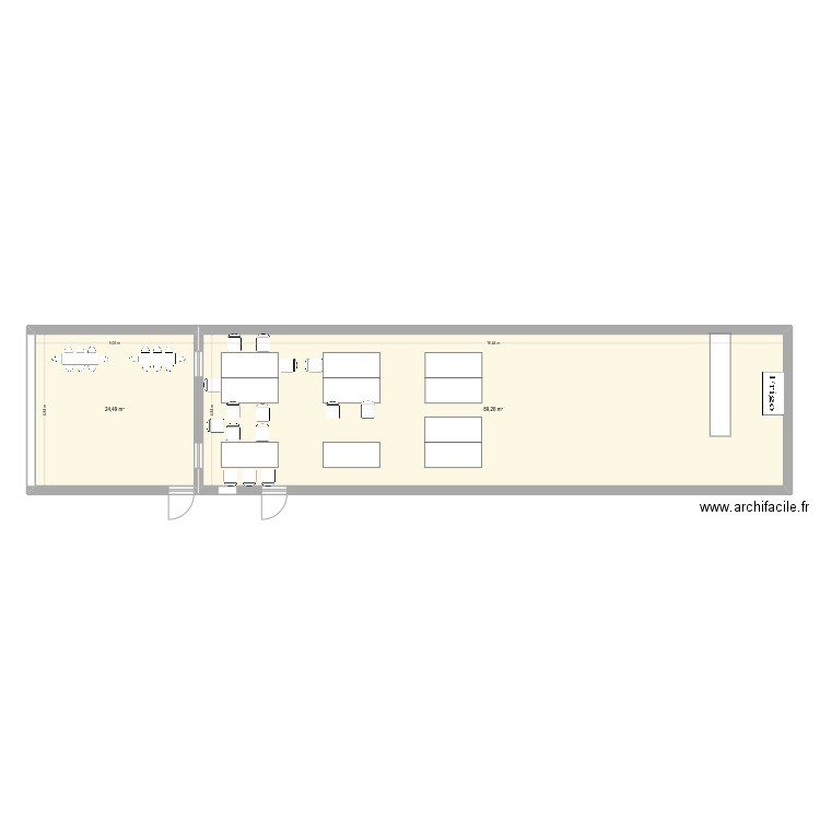 Plan de tables mariage Bloc. Plan de 2 pièces et 114 m2