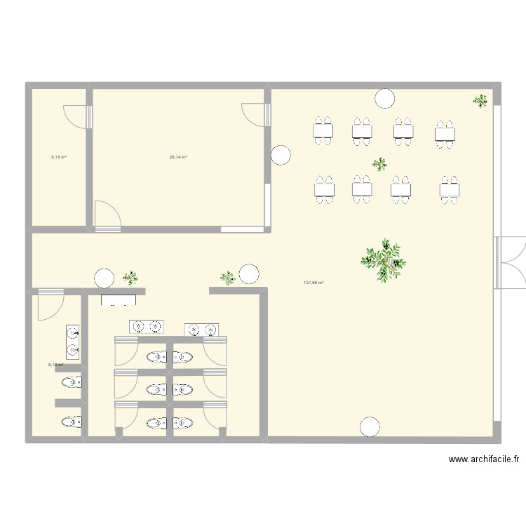 RESTAURANTE GIOIA. Plan de 4 pièces et 184 m2