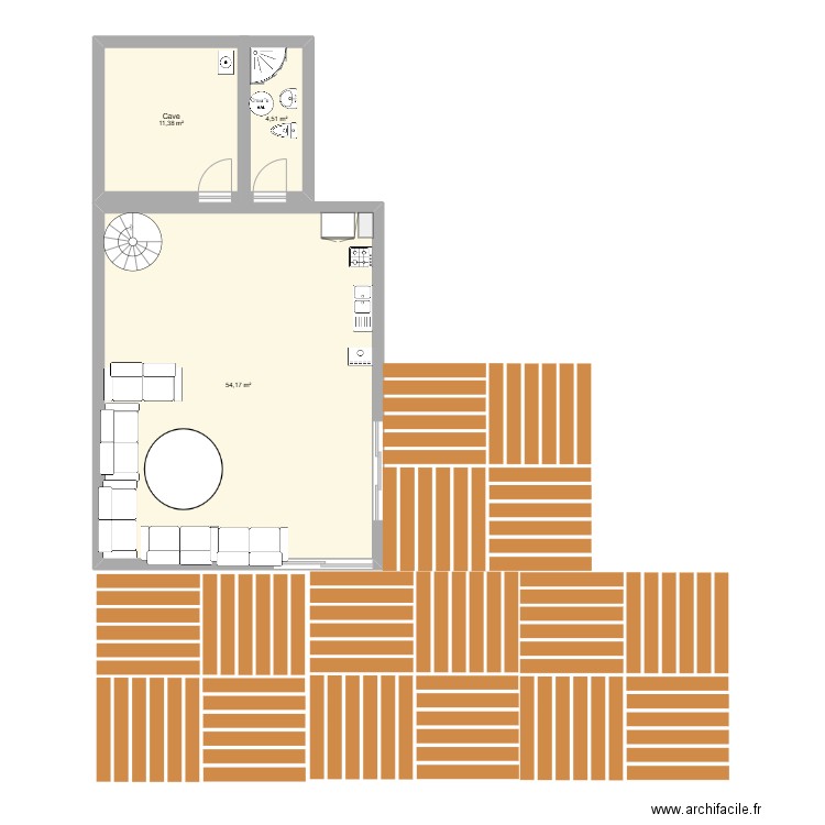 Oasis Dali. Plan de 3 pièces et 70 m2