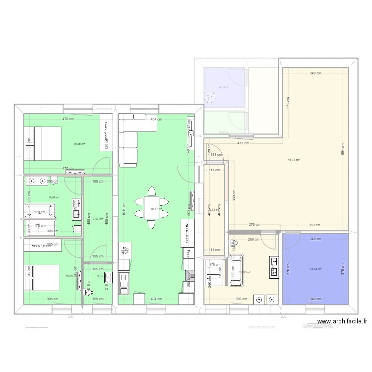 Henriville amenagement test appt 3.6. Plan de 22 pièces et 339 m2