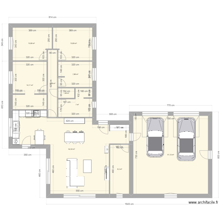 Maison v1. Plan de 10 pièces et 169 m2