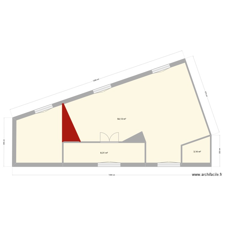 PATIV_R+3 gauche. Plan de 5 pièces et 67 m2