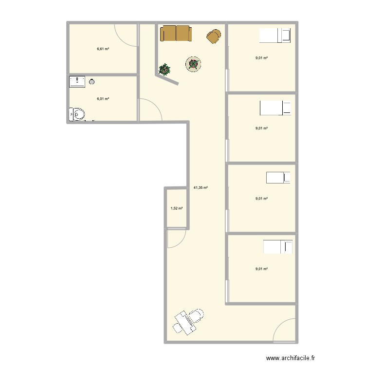 Institut. Plan de 8 pièces et 92 m2