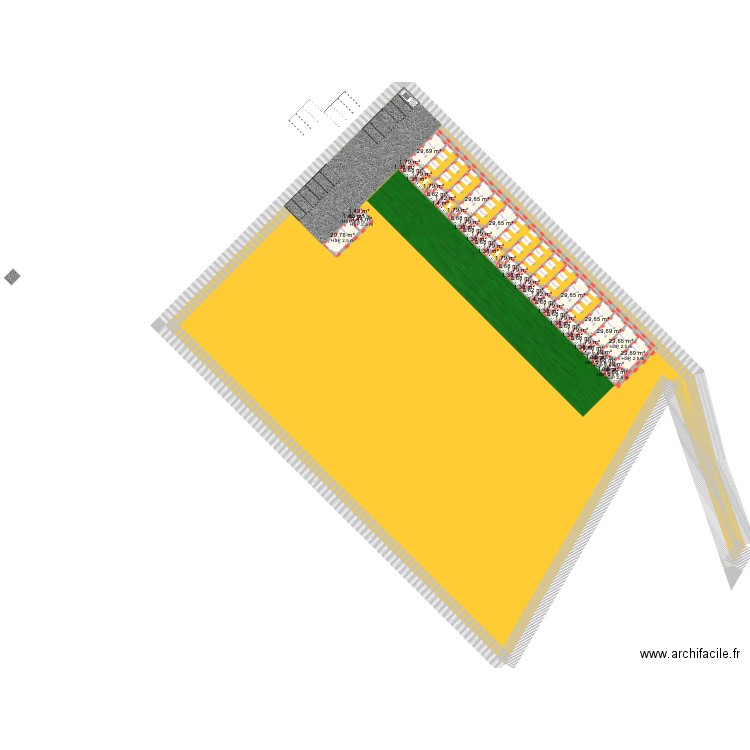 dortoir GB. Plan de 60 pièces et 478 m2