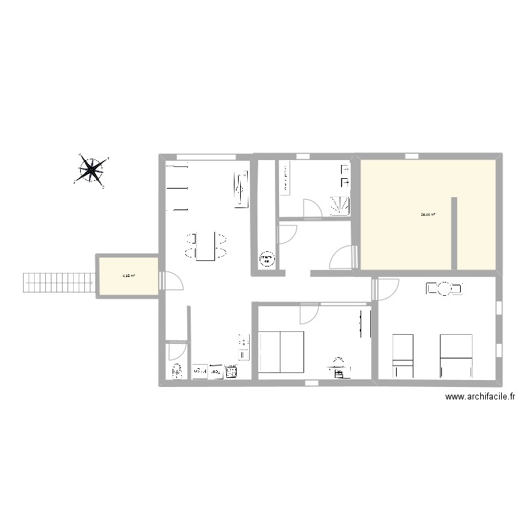 amenagement grenier. Plan de 2 pièces et 33 m2