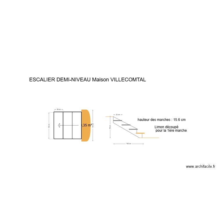 escalier deminiveau. Plan de 0 pièce et 0 m2