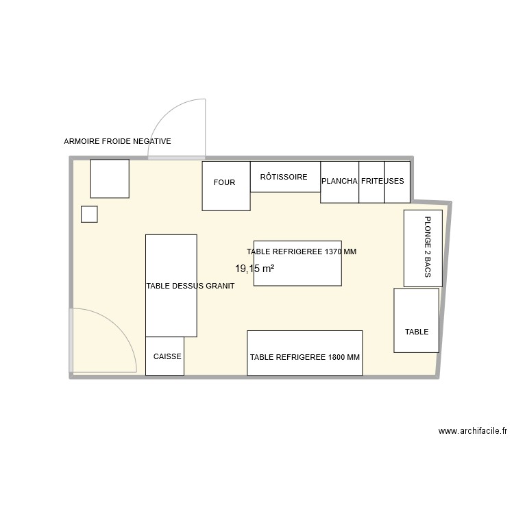 CUISINE GURBET. Plan de 1 pièce et 19 m2