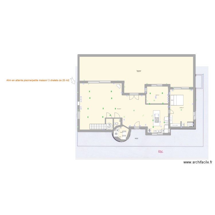 ASSAS RDC VERSION CUISINE. Plan de 6 pièces et 187 m2