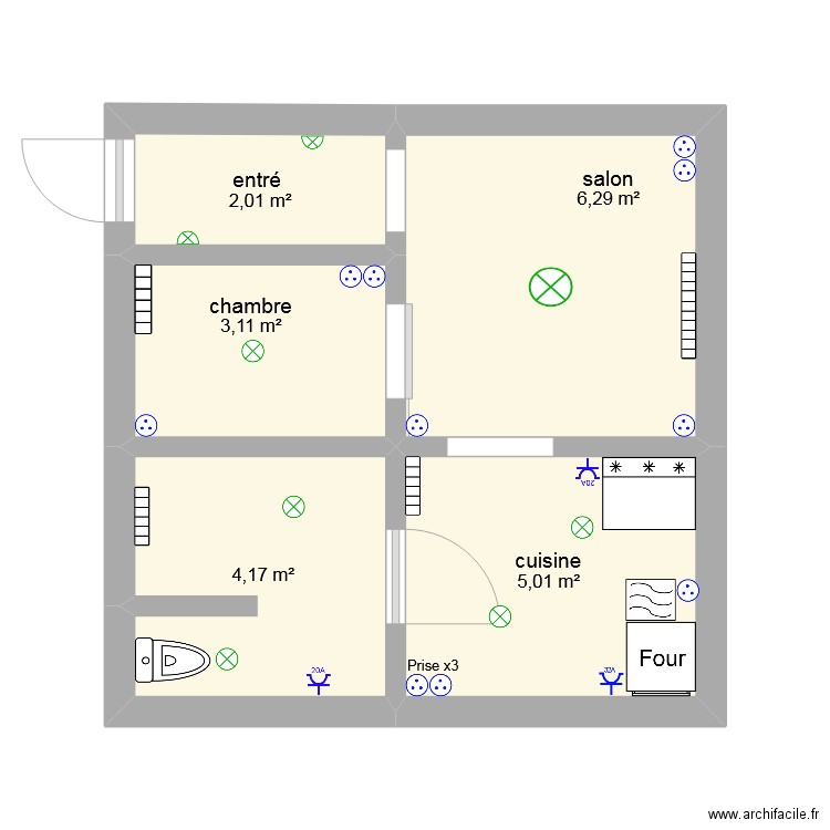 plan maison maxime kilan. Plan de 5 pièces et 21 m2