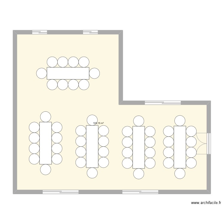 Salle animation residence autonomie . Plan de 1 pièce et 103 m2