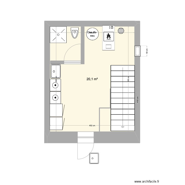 Buanderie. Plan de 1 pièce et 20 m2