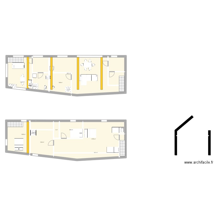 Maison Bancale (Simon). Plan de 8 pièces et 184 m2