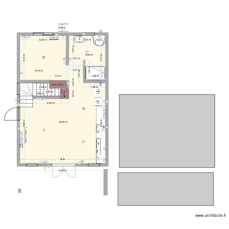 olivier 1 chemat electrique. Plan de 6 pièces et 75 m2