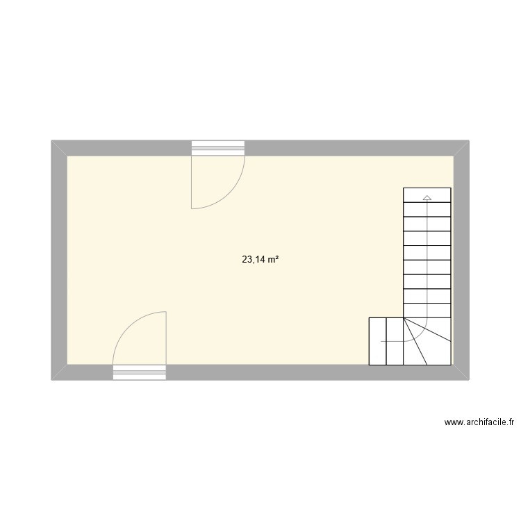 hall. Plan de 1 pièce et 23 m2