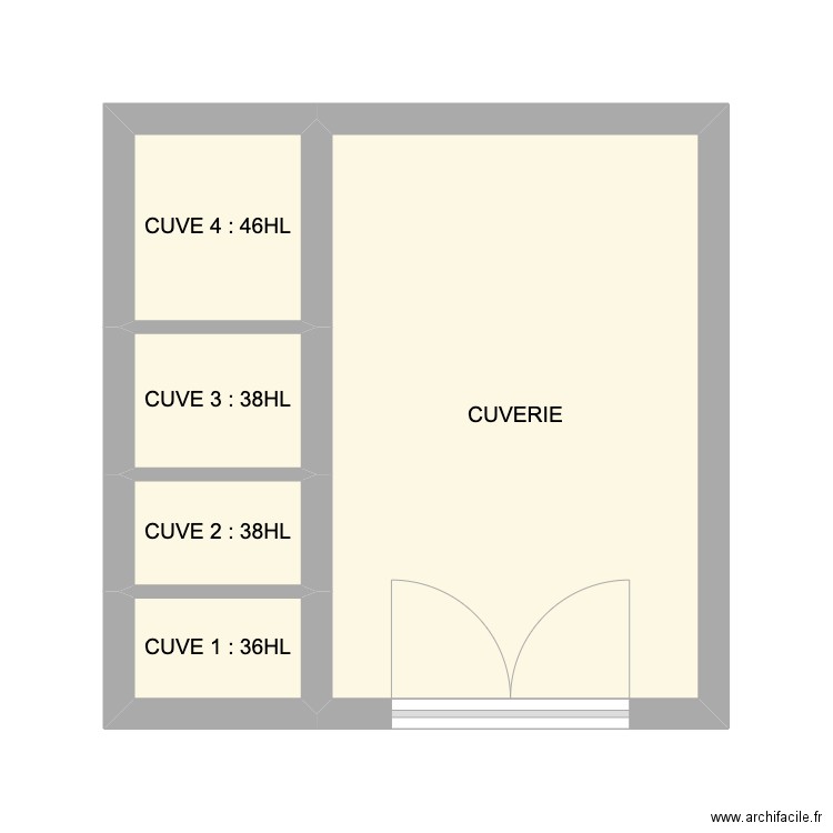 CUVERIE. Plan de 5 pièces et 21 m2