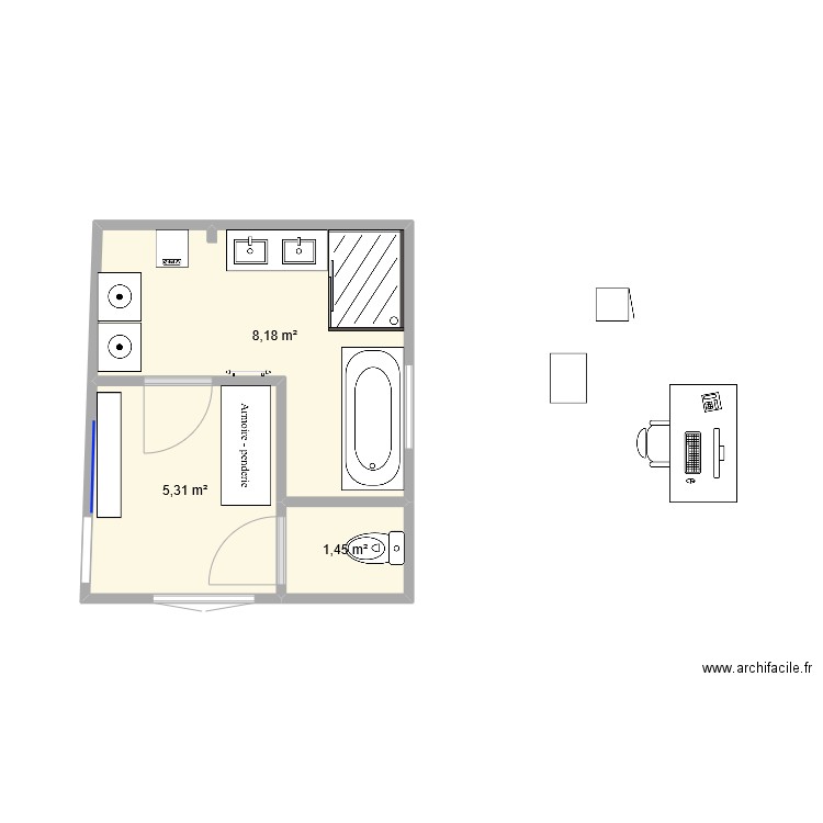 essai 1. Plan de 3 pièces et 15 m2