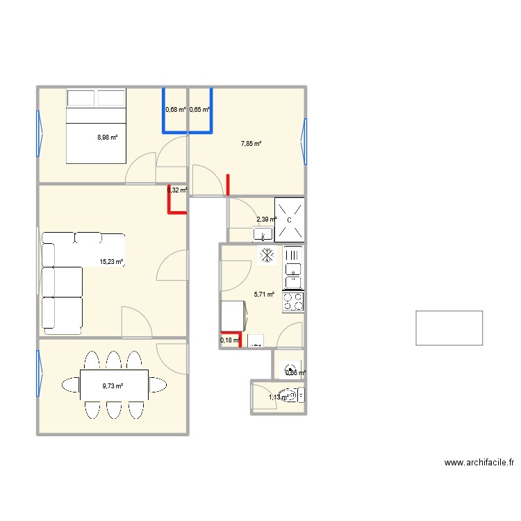 Villejuif forez. Plan de 12 pièces et 54 m2