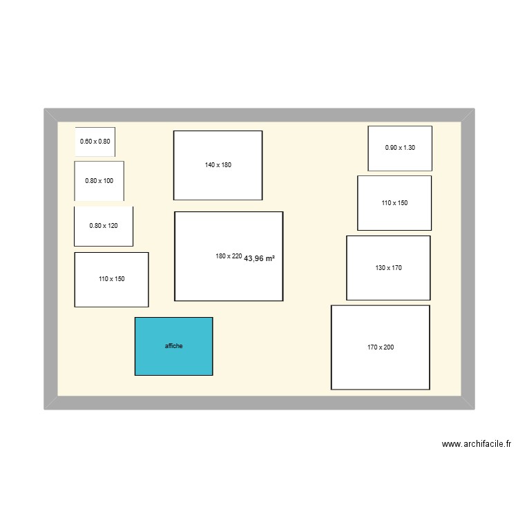 schémas entoillage. Plan de 1 pièce et 44 m2