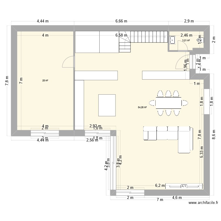 ERIC. Plan de 3 pièces et 115 m2