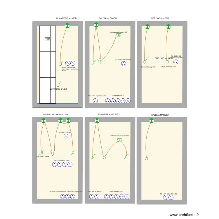 tp dom. Plan de 6 pièces et 67 m2