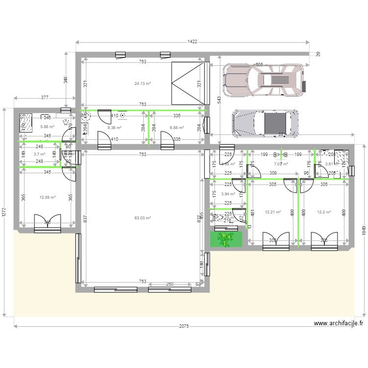 DAVID PLAN . Plan de 17 pièces et 230 m2