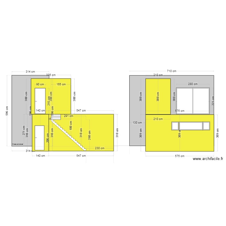 Projet 3  vue cote & facade arrière 130cm Molenbeek . Plan de 0 pièce et 0 m2