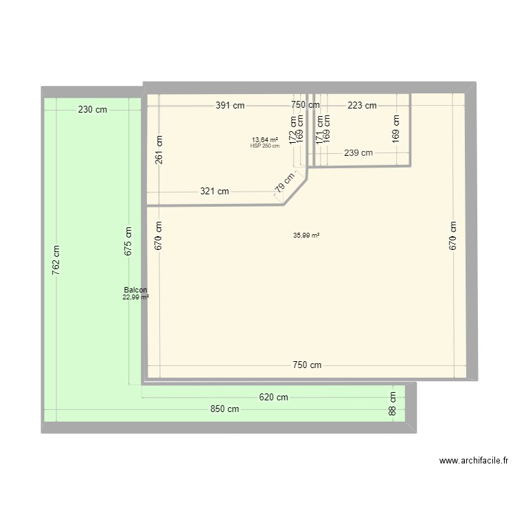 APPART. Plan de 3 pièces et 87 m2