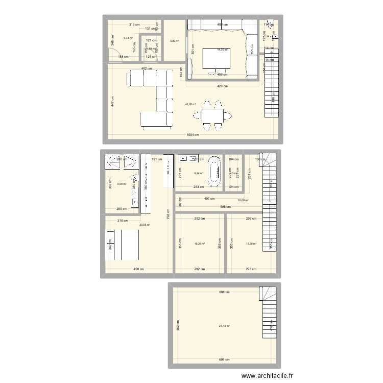 Le Plessis final . Plan de 14 pièces et 164 m2