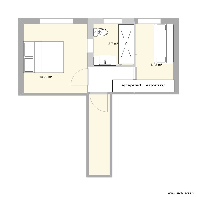 PradoIbarra_2. Plan de 3 pièces et 24 m2